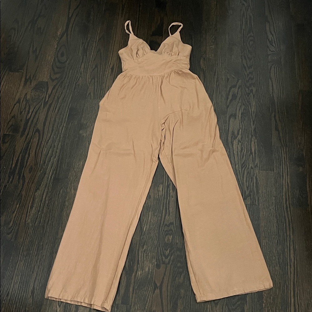 Japna Tan Back-Tie Jumpsuit size XS